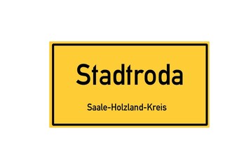 Isolated German city limit sign of Stadtroda located in Th�ringen
