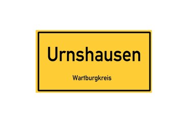 Isolated German city limit sign of Urnshausen located in Th�ringen