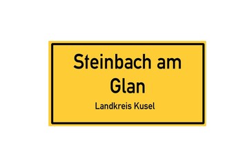 Isolated German city limit sign of Steinbach am Glan located in Rheinland-Pfalz