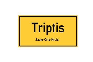 Isolated German city limit sign of Triptis located in Th�ringen
