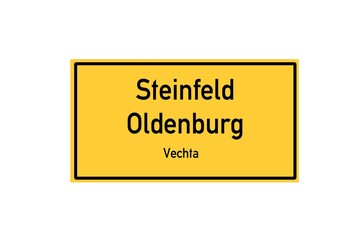 Isolated German city limit sign of Steinfeld Oldenburg located in Niedersachsen