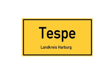Isolated German city limit sign of Tespe located in Niedersachsen