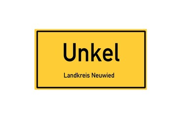 Isolated German city limit sign of Unkel located in Rheinland-Pfalz
