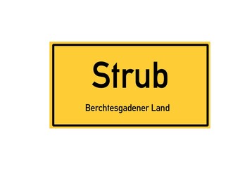 Isolated German city limit sign of Strub located in Bayern