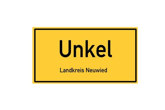 Isolated German city limit sign of Unkel located in Rheinland-Pfalz