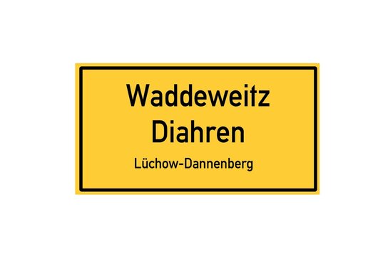 Isolated German city limit sign of Waddeweitz Diahren located in Niedersachsen