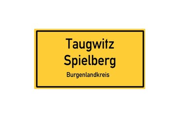 Isolated German city limit sign of Taugwitz Spielberg located in Sachsen-Anhalt