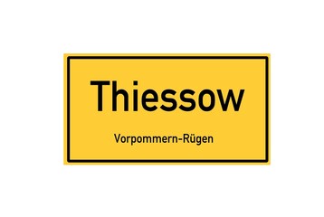 Isolated German city limit sign of Thiessow located in Mecklenburg-Vorpommern