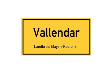 Isolated German city limit sign of Vallendar located in Rheinland-Pfalz