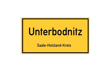 Isolated German city limit sign of Unterbodnitz located in Th�ringen