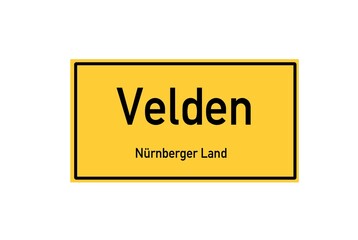 Isolated German city limit sign of Velden located in Bayern