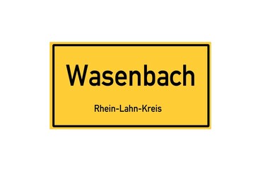 Isolated German city limit sign of Wasenbach located in Rheinland-Pfalz