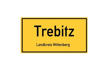 Isolated German city limit sign of Trebitz located in Sachsen-Anhalt