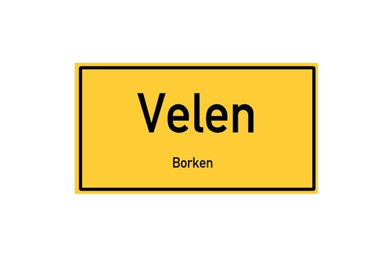 Isolated German city limit sign of Velen located in Nordrhein-Westfalen