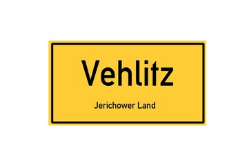 Isolated German city limit sign of Vehlitz located in Sachsen-Anhalt