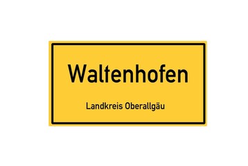 Isolated German city limit sign of Waltenhofen located in Bayern