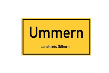 Isolated German city limit sign of Ummern located in Niedersachsen