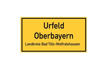 Isolated German city limit sign of Urfeld Oberbayern located in Bayern