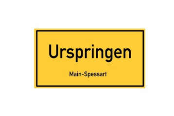 Isolated German city limit sign of Urspringen located in Bayern