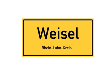 Isolated German city limit sign of Weisel located in Rheinland-Pfalz