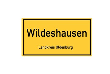 Isolated German city limit sign of Wildeshausen located in Niedersachsen