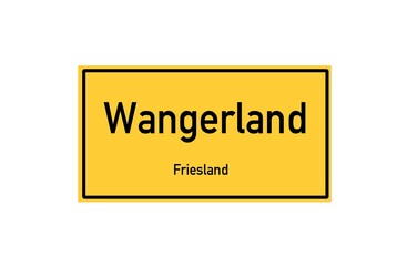 Isolated German city limit sign of Wangerland located in Niedersachsen