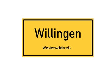 Isolated German city limit sign of Willingen located in Rheinland-Pfalz