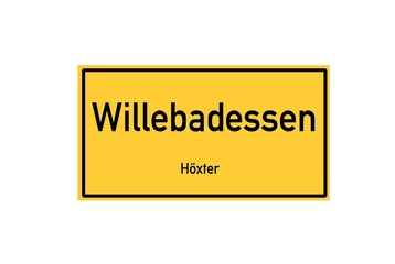 Isolated German city limit sign of Willebadessen located in Nordrhein-Westfalen