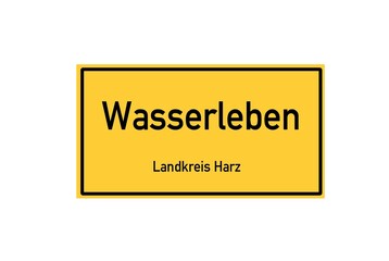 Isolated German city limit sign of Wasserleben located in Sachsen-Anhalt