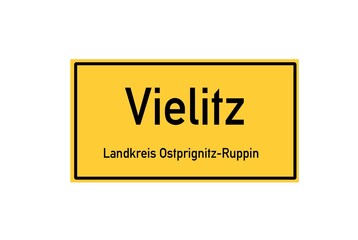 Isolated German city limit sign of Vielitz located in Brandenburg