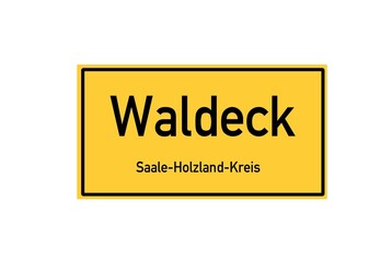 Isolated German city limit sign of Waldeck located in Th�ringen