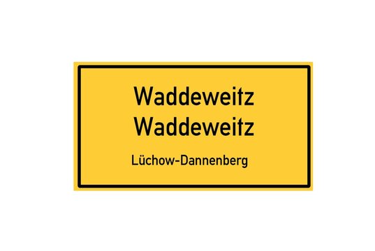 Isolated German city limit sign of Waddeweitz Waddeweitz located in Niedersachsen