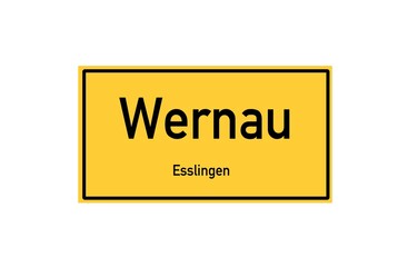 Isolated German city limit sign of Wernau located in Baden-W�rttemberg