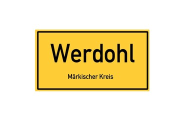 Isolated German city limit sign of Werdohl located in Nordrhein-Westfalen