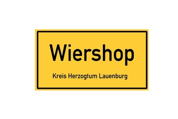 Isolated German city limit sign of Wiershop located in Schleswig-Holstein
