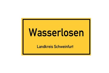 Isolated German city limit sign of Wasserlosen located in Bayern