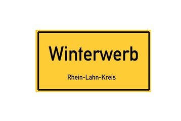 Isolated German city limit sign of Winterwerb located in Rheinland-Pfalz