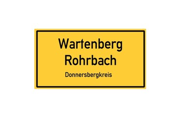 Isolated German city limit sign of Wartenberg Rohrbach located in Rheinland-Pfalz