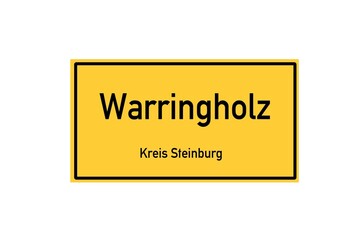 Isolated German city limit sign of Warringholz located in Schleswig-Holstein