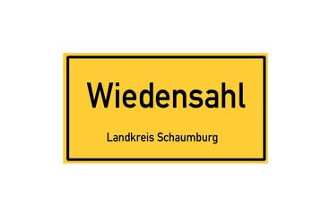 Isolated German city limit sign of Wiedensahl located in Niedersachsen