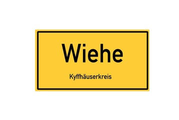 Isolated German city limit sign of Wiehe located in Th�ringen
