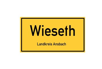 Isolated German city limit sign of Wieseth located in Bayern