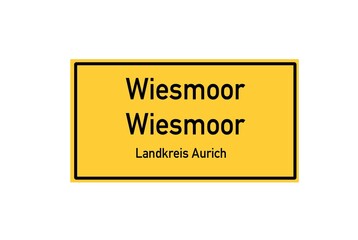 Isolated German city limit sign of Wiesmoor Wiesmoor located in Niedersachsen