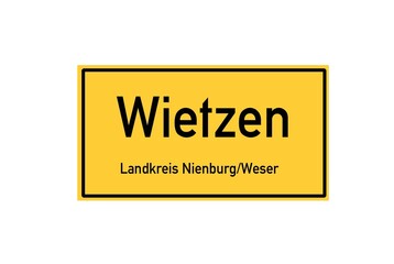 Isolated German city limit sign of Wietzen located in Niedersachsen