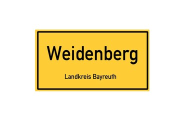 Isolated German city limit sign of Weidenberg located in Bayern