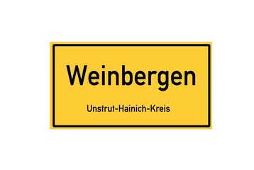 Isolated German city limit sign of Weinbergen located in Th�ringen