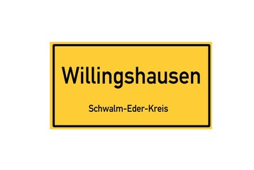 Isolated German city limit sign of Willingshausen located in Hessen