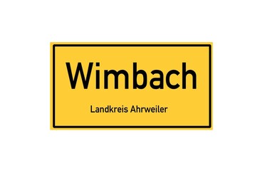 Isolated German city limit sign of Wimbach located in Rheinland-Pfalz