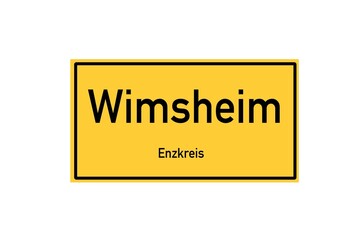 Isolated German city limit sign of Wimsheim located in Baden-W�rttemberg