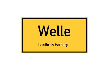 Isolated German city limit sign of Welle located in Niedersachsen